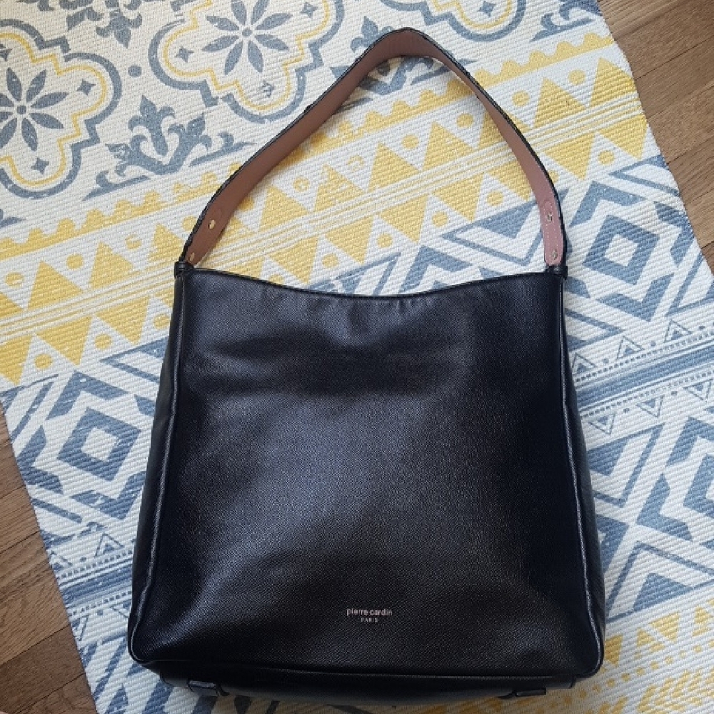 Pierre Cardin Black Leather Shoulder Bag
